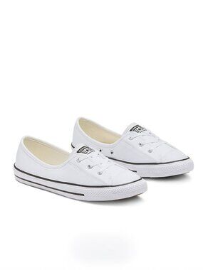 Converse Chuck Taylor All Star Ballet Lace Sneakers, White & Black Flats, sz 7